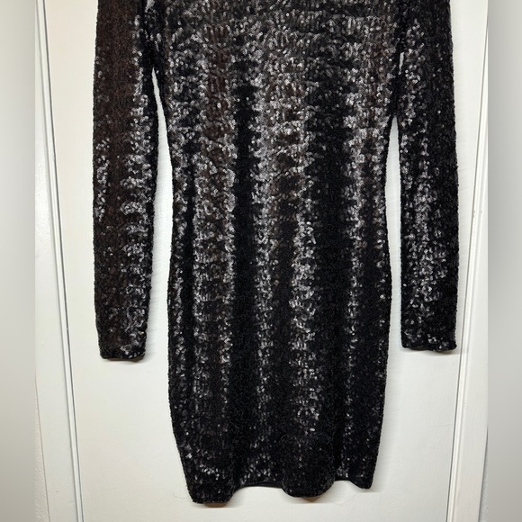 NWT Bailey 44 Heart Of Glass Allover Sequins Black Mini Long Sleeve Dress XS - Picture 8 of 17
